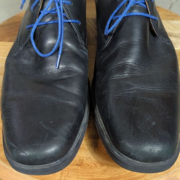 COLLECTION by Clark's Chelsea Ankle Boots Black Leather Men's Size 10 Blue Laces - Picture 4 of 12